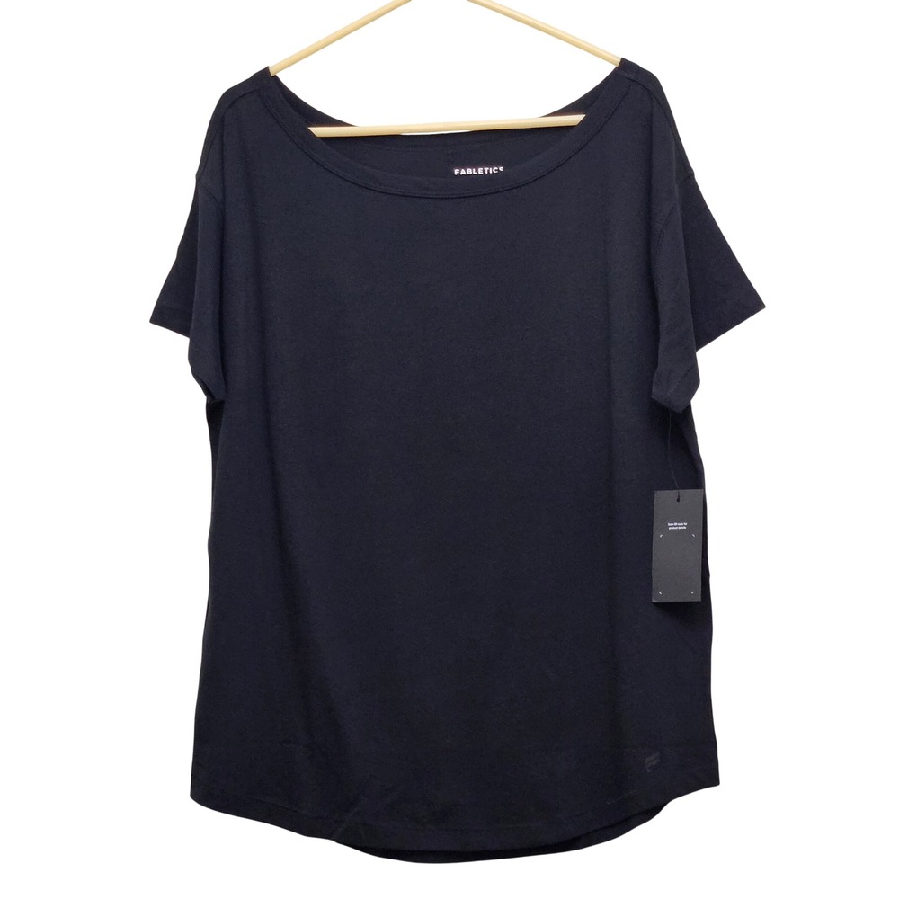 Fabletics T-Shirt Womens S Black Short Sleeve Scoop Neck Cotton Activewear Top